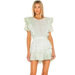 LoveShackFancy Natasha Dress in Moss Green Hand Dye